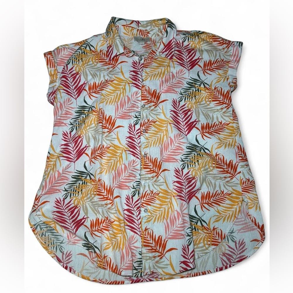 LOFT Tropical Leaf Print Blouse